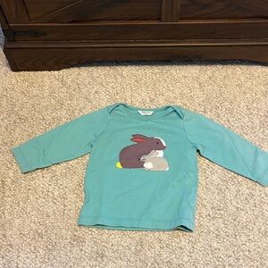 Baby Boden Teal Long Sleeve Bunny Tee